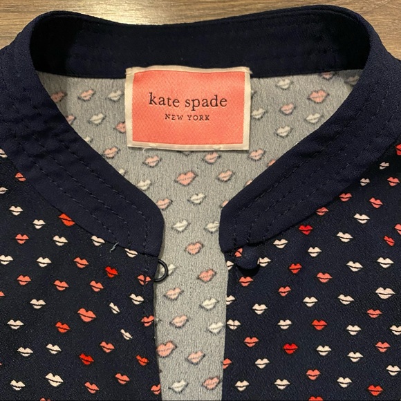 SOLD Kate Spade Navy Long Sleeve Lip Pattern Dress - Picture 9 of 11